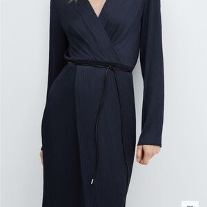 Mango Dark Blue Long Sleeve Dress